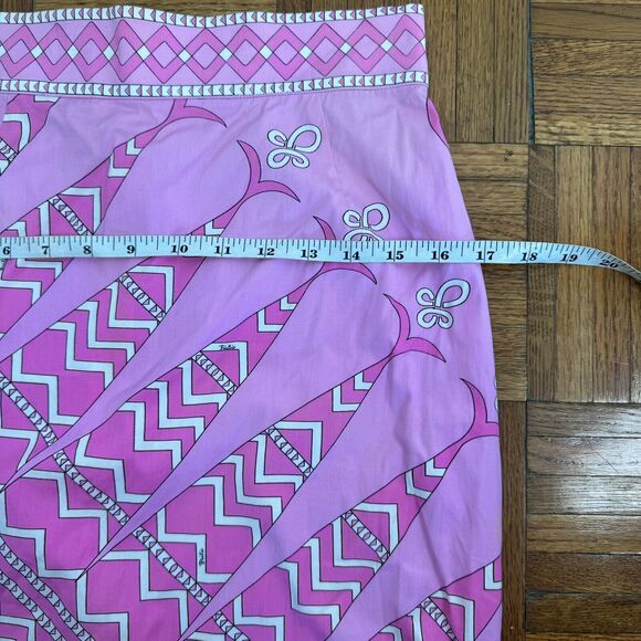EMILIO PUCCI Silk skirt Zigzag pattern pink Sz US 14 - Picture 7 of 13